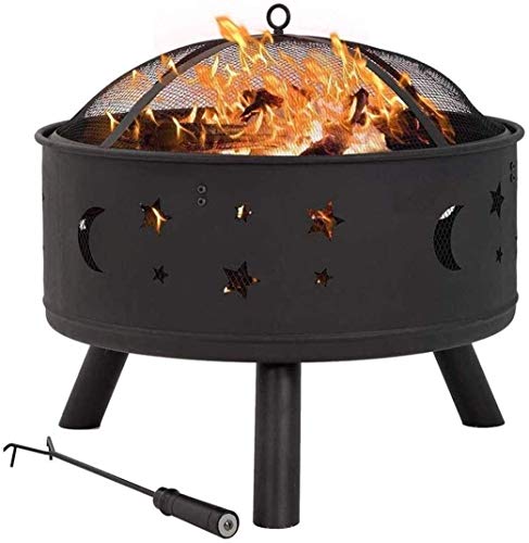 Cuenco para hoguera de 61 cm de diámetro, acero de combustión de leña, patio, patio trasero, hoguera para exteriores con parrillas de barbacoa, hogar y jardín