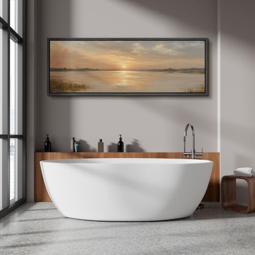 Image of MUDECOR Large Framed Canvas Print Wall Art River Sunset for Living Room