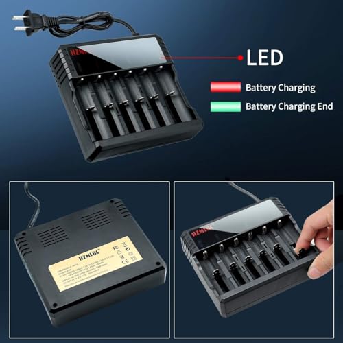 Tokeyla 954EC685-3774-49AB-9908-86AAEABAB980 6 Bay 18650 Battery Charger Universal Wall Charger For 3.7V Lithium Rechargeable Batteries Compatible 18650 26650 14500 16340 thumb #5