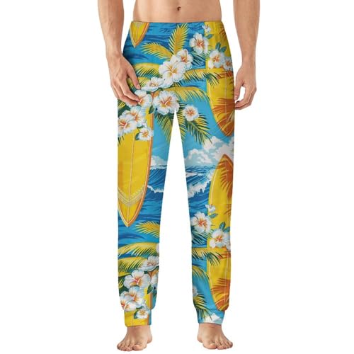 Adugen Origei Mens Soft Elastic Waistband Sleep Pajama Pants Flowers Pattern Lounge Sleepwear Pants PJ Bottoms2