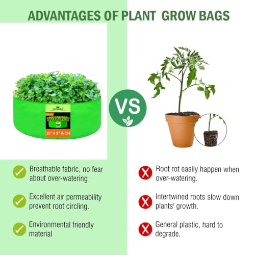 Image of Kingwell Grow Bag 15 X 9 INCH, PACK OF 1 For Terrace Garden Leafy Vegetable Plant Grow Bags Fruits Growing Containers For terrece Gardening