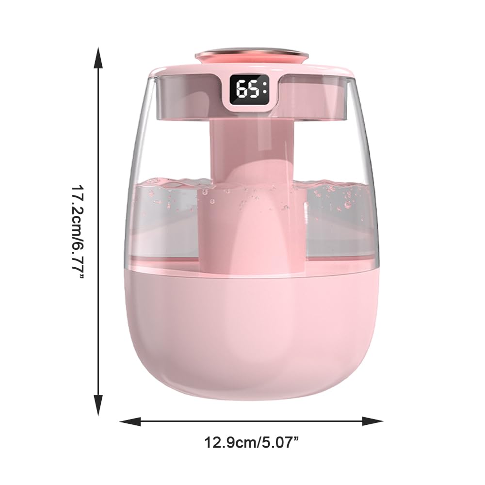 Humidificador de doble pulverización, humidificador de pantalla digital USB silencioso de 1 litro con 2 modos de niebla y luz nocturna para automóvil, oficina, hogar y habitación 4