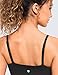 CRZ YOGA Butterluxe Womens Adjustable Spaghetti Thin Strap Sports Bra - Padded Wireless Square Neck Workout Yoga Clothes Black Medium