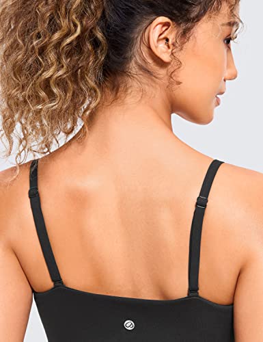 CRZ YOGA Butterluxe Womens Adjustable Spaghetti Thin Strap Sports Bra - Padded Wireless Square Neck Workout Yoga Clothes4