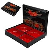 DOITOOL Japanese Bento Box Adult Lunch Box Traditional Bento Box Japanese Sushi Tray Meal Prep Containers Reusable Plastic Snack Serving Tray with Lid for Home Restaurant