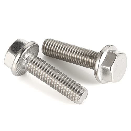 Image of 25 PCS M6 x 35mm Flanged Hex Head Bolts Flange Hexagon Screws, Stainless Steel A2, DIN 6921