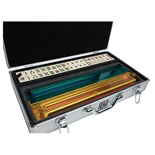 White Swan Mah Jongg Set - Ivory Tiles - Modern Pusher Arms - Aluminum Case - Silver