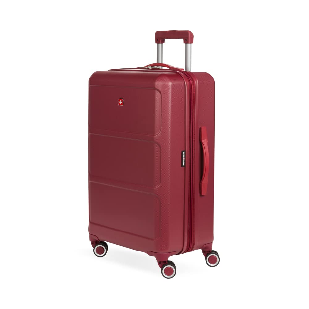 SwissGear 8090 Hardside Expandable Luggage with Spinner Wheels, Burgundy, Checked-Medium 24-Inch