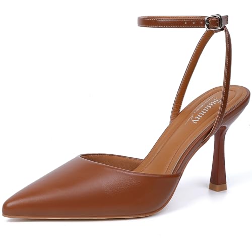 Image of Susanny Heels for Women Stiletto Closed Pointed Toe Backless Dress Shoes High Heels Sexy Kitten Pumps Wedding Guest Party Dance Prom Dressy Comfort Shoes