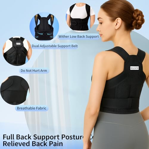 Image of Posture Corrector for Women and Men Back Pain Relief,Full Back Brace Support for Office Desk Workers, Posture Brace for Upper and Lower Back Pain Relief, Medium(Waist 33-44 Inches)