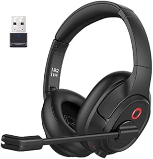 EKSA H6 Wireless Headset with Microphone & USB Dongle [Up to 55 Hours & 10 Metre Range] Bluetooth PC Headset with AI Noise Cancelling Mic, Over Ear Headphone for Business/Office/Home/Teams/Zoom