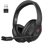 EKSA H6 Wireless Headset with Microphone & USB Dongle [Up to 55 Hours & 10 Metre Range] Bluetooth Computer Headset with AI Noise Cancelling Mic, Over Ear Headphone for Business/Office/Home/Teams/Zoom