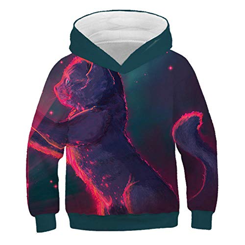 Pull à capuche unisexe 3D enfant chat imprimé pour automne et hiver