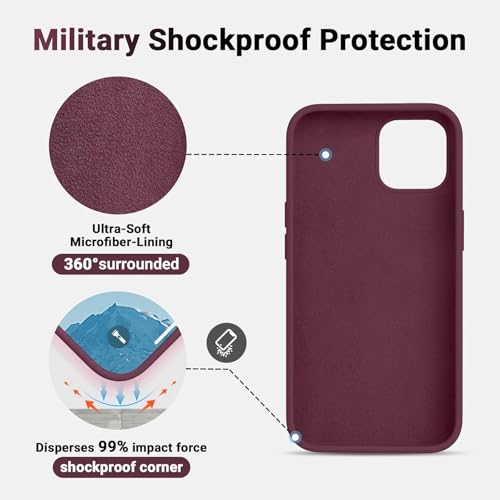 Image of Premium Liquid Silicone Case for iPhone 12 & 12 Pro - Slim Full Body Protective Back Cover with Soft Microfiber Lining, Anti-Slip Grip Scratch Resistant Phone Case(Burgandy)