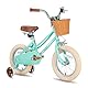 JOYSTAR 14 Zoll Kinderfahrrad für Kleinkinder 3-5 Jahre Mädchen, Mädchenfahrrad mit Stützrädern & Korb, Kinderfahrrad Grün