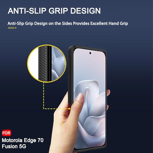 Image of TheGiftKart Liquid Silicon Back Cover Case for Motorola Moto Edge 70 Fusion 5G | ShockProof Military Grade Protection | Micro-Fibre Cloth On Inner Side | Built-In Anti-Slip Grip Back Case (TPU, Black)