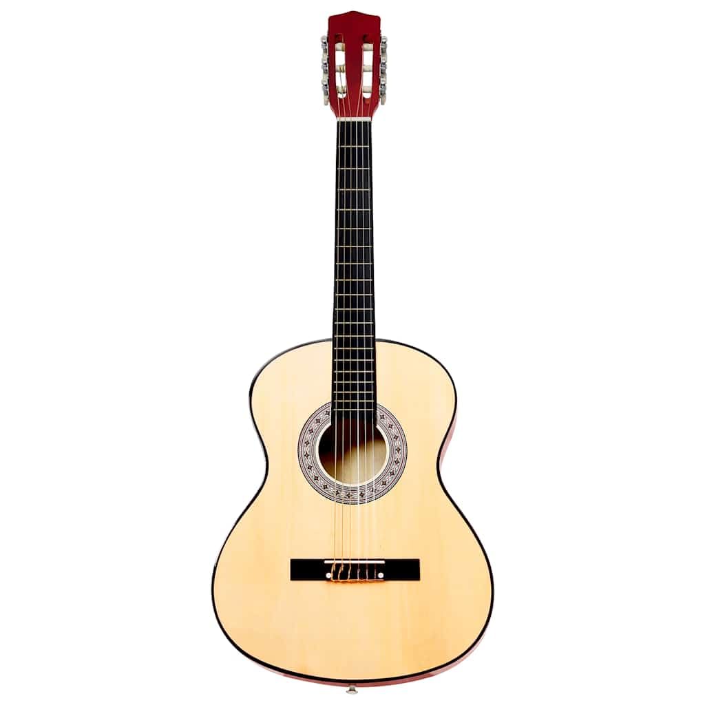 3/4 Klassikgitarre aus Lindenholz mit schwarzer Tasche 36 Zoll 91,5 cm, Hartplastikknöpfe, für Unterricht Zuhause Lernen, für Konzert Bühne Reise, inkl. Tasche
