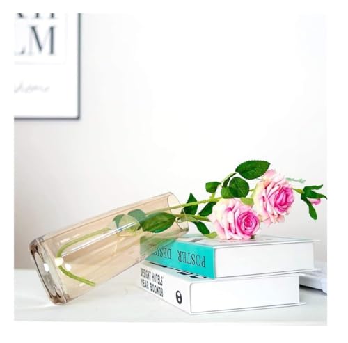 Image of Clear Glass Vase for Home Decor Flower Vases for Centerpieces Living Room Kitchen Office Wedding-(Golden)