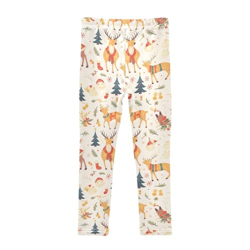 KLL Christmas Pattern Reindeer Little Girls Leggings Casual Full Length Dance Pants Sports2