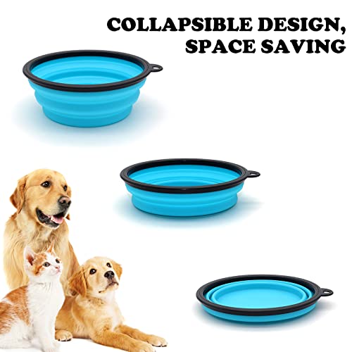 Image of 2-Pack Small Dog Travel Bowl, Collapsible Bowls for Dogs, Foldable Cat Water Bowl, Portable Pet Feeding Watering Traveling Dish (Pink & Light Blue)