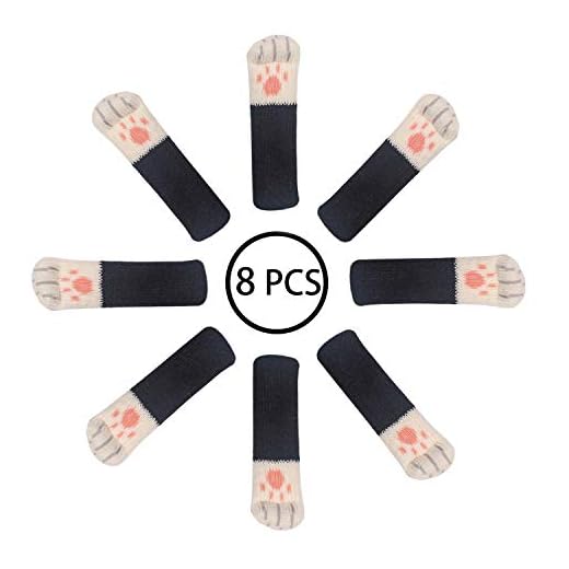 8 Chaise Chaussettes (2 paires) - Fancy Table de jambe avec Cute Cat Paws conception - meubles et sol fiable Protection d'écran- Lot de 8