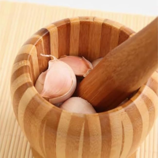 QUQUQ Mortar and Pestle Set Old Fashioned Garlic Pounder Garlic Masher Household Manual Grinder Pestle Set Seasoning Spice Tools