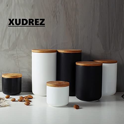 Xudrez Food Storage Jar - Ceramic Food Storage Jar With Airtight Seal Bamboo Lid, Modern Design Ceramic Food Storage Canister For Loose Tea Coffee Spice Sugar Caddy (White) #TOP1