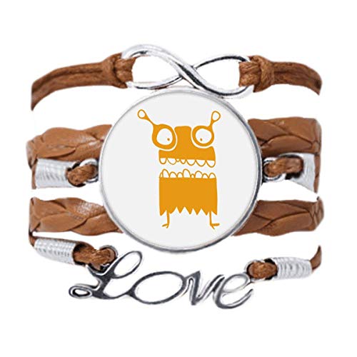 Bracelet corde de cuir noir motif monstre alien : cadeau idéal