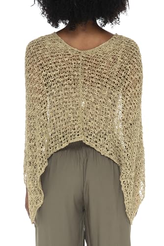 Image of SHU-SHI Summer Ponchos For Women Lightweight Sheer Popcorn Knit Sweater Cape Pullover