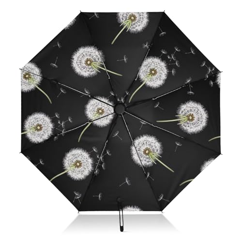 Parapluie pliable noir GAIREG à pissenlits blancs automatique