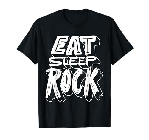 Eat Sleep Rock Funny Rock N Roll Music Lover Band Guitarra Hombres Camiseta