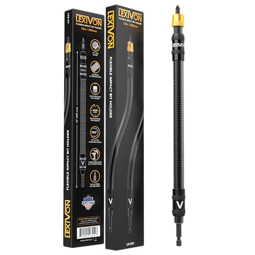 LEXIVON 12-Zoll Flexible Verlängerung für Bohrer, Schnellwechsel mit 1/4-Zoll Sechskantschaft, Geeignet für 3600 U/min, Nussaufsatz für Akkuschrauber (LX-501)