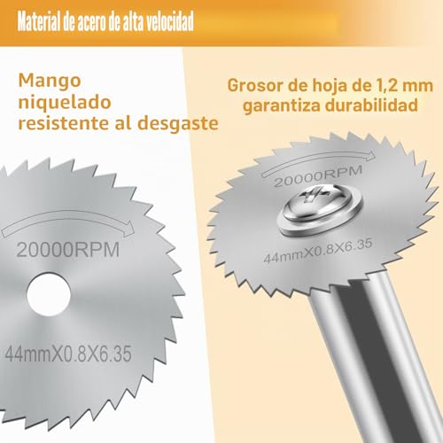 Miniatura 4 de 7 Piezas Discos De Corte Para Taladro, Hss Hojas De Taladro De Disco Con 60mm Vástago Hexagonal De 1 4 , Mini Hojas De Sierra Circular Para Madera Plástico Metal