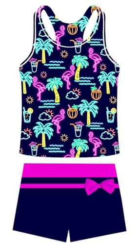 Image of Belovecol Girls Swimsuits Two Piece Tankini Bathing Suits Boyshort Summer Beach Swimwear 4-16Y Removable Bra Pads Above 12Y
