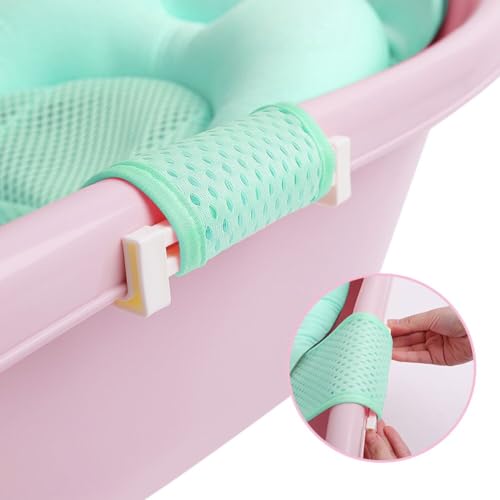 Image of Baby Bath Seat Support Net Soft Infant Bathing Seat Support Mat Suspension Shower Pad Adjustable Non-Slip Newborn Bathtub Sling Mat Baby Sink Bather Tub Shower Net Bathtub Sit Up Mesh 0-6 Month