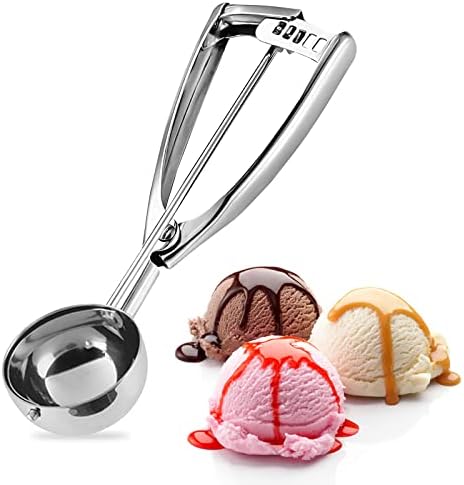 JIMACRO Ice Cream Scoop with Easy Trigger - Large Size 2.0in/5.0cm Cookie Scoop Ice Cream Scoop with Trigger for Mash Potato Cupcake Mix Cookie Dough Mellon Balls