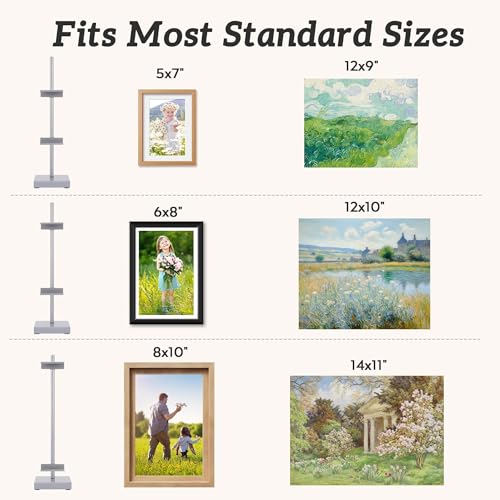 Donghome 18” Steel Adjustable Tabletop Easel Stand,Picture Frame Holder for Display,Decorative Stands for Photos,Plates,Painting,Artwork,Poster,Books (White, Silver Grey) - Image 6