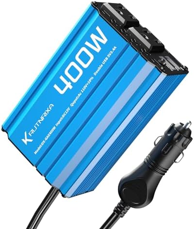 RUTNRIXA Power Inverters 400W 12V DC to 110V AC Converter for Vehicles 2 USB Ports Car Charger Adapter with a Cigarette Lighter Ports Plug Outlet, Power Inversor
