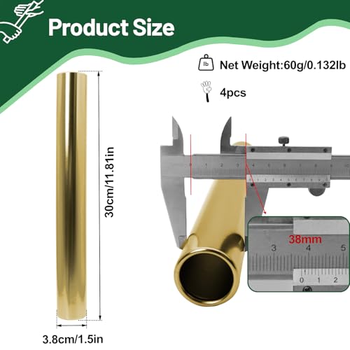 Vaolvpant Aluminum Alloy 4 Pieces Field Relay Batons for Track and Athletes Runners Outdoor Running Sports Events Baton Race Stick Smooth Hollow Tube Lightweight Durable Design Champagne Gold
