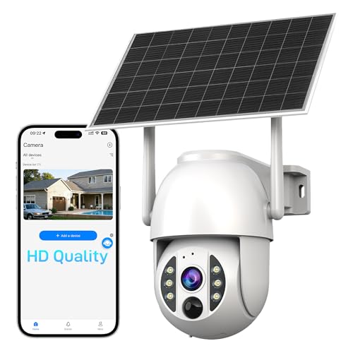 4G LTE 3K Security Cameras, Wireless Solar Powered Security Camera Outdoor, IP66, HD Color Night Vision, AI Triple Detection, 360° Auto Tracking, Smart Cameras for Home Securitym, No WiFi Required