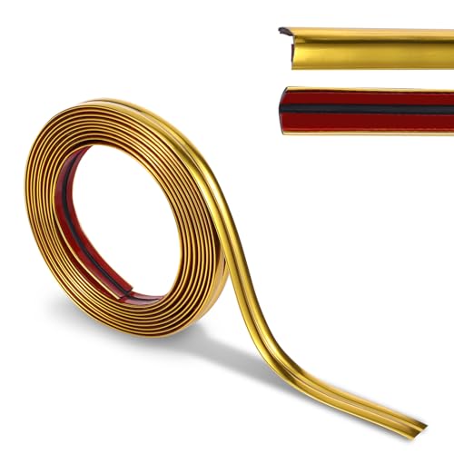 ChauLanBow Kantenschutz Wand, Zierleisten Selbstklebend, Kantenschutz Zierleiste Wandleisten Selbstklebend, PVC Weichsockelleiste für Wände, Schränke, Kacheln (Gold)
