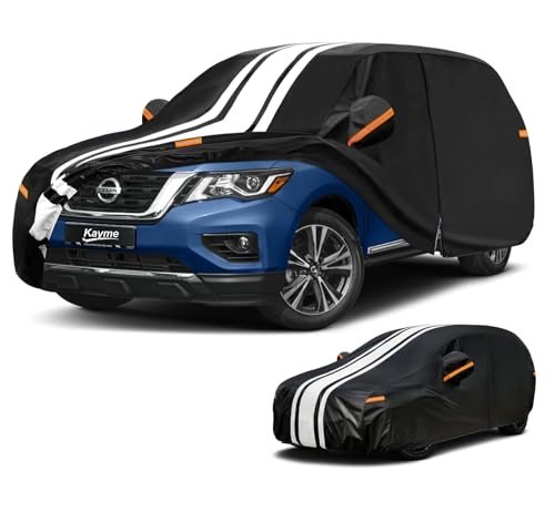 Image of Kayme Heavy Duty Car Cover Custom Fit for Nissan Pathfinder (2005-2026) | Waterproof All Weather for Automobiles, Gift with Tape /Towel /Bag, Outdoor Full Exterior Cover Rain Snow Sun UV Protection.