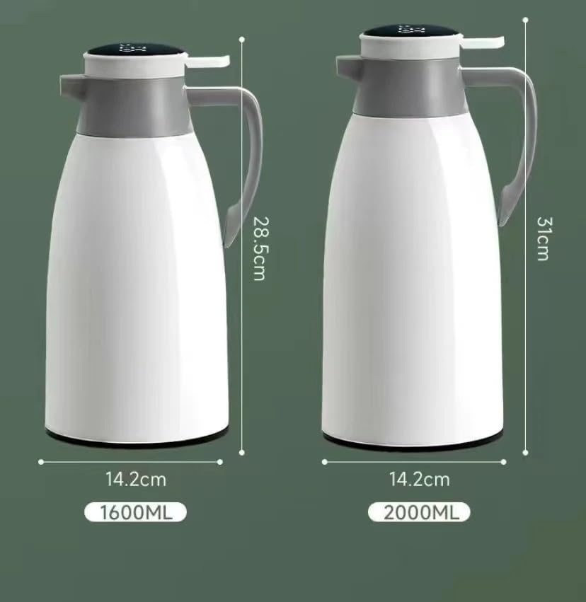 2L Thermos Flask, Glass Liner, Home Digital Display Vacuum Bottle, Large  Capacity Water Bottle, Kitchen Thermos (Size: 2L, Colour: Milky White) :  Amazon.com.be: Home & Kitchen