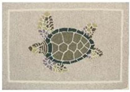 Seacrest Door Mats Outdoor Rugs Kitchen Rugs Nautical Decor Doormat Hooked Rug Look 2 ft. x 3 ft. Turtle