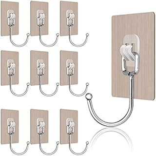 YCYBAB2J Large Adhesive Hooks -Self Adhesive Hooks Stick on Hooks 33 LB (Max) ,Wall Hooks,Stainless Steel Coat Hooks, Sticky Hooks Heavy Duty for Bathroom,Kitchen,Office Decorations, Gold