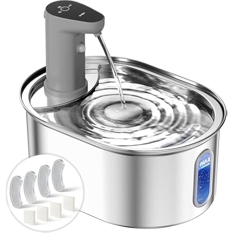 Wireless Cat Water Fountain,5000mAh Battery Operated Cat Fountian with Ultra Quiet Pump Fileters Cover