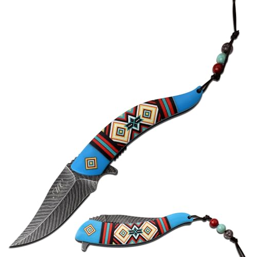 Native American Indian Collection Assisted Knife Blue