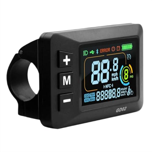 E-Bike Display LCD Screen 24V 36V 48V 60V with 5 Pin Waterproof Interface Cable, Compatible with 02OMD/No.2 Communication Protocol Controller, 5 Pin Waterproof Interface Cable Smart Meter Dashboard