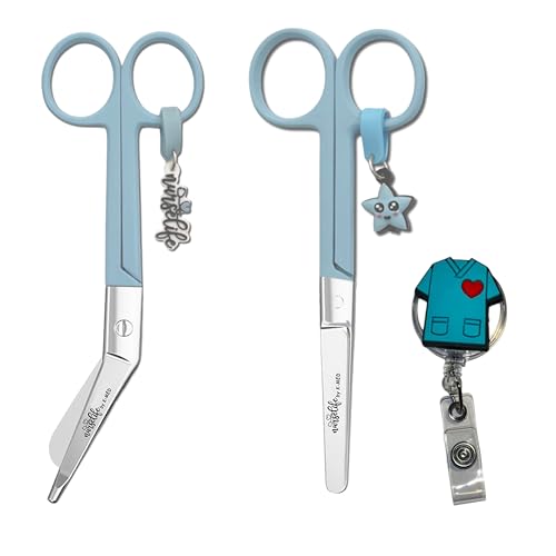 Nurse Life Pack Tijeras Enfermeria Mayo y Pico Pato + Extensible - Ideal para Porta tijeras Enfermeras - Punta Redonda Profesional | Love Enfermeria - Primeros Auxilios (Azul)
