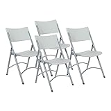 Office Star Resin Furniture for Indoor or Outdoor Use, 4-Piece Set, Light Grey